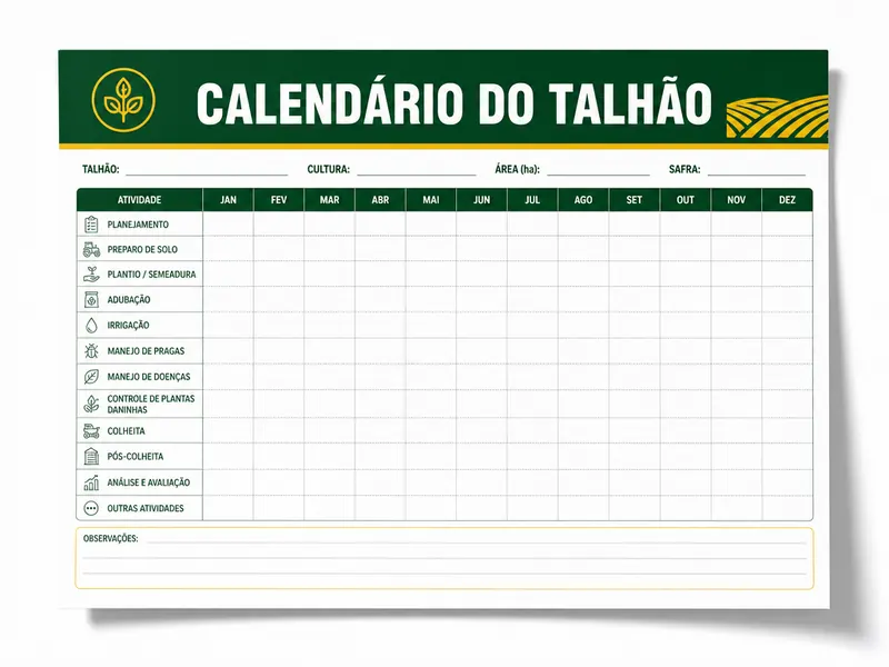 Mockup do Calendário do Talhão impresso